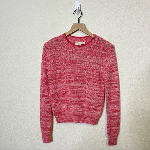 Vanessa Bruno Jaslin Marled Pink Sweater Button Shoulder Baby Alpaca Size S - Picture 5 of 10